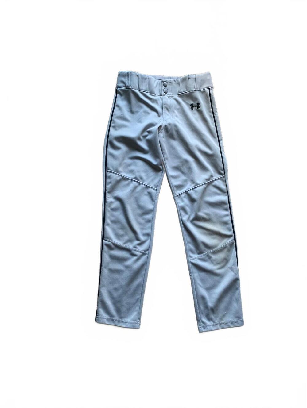 Under Armour Gray Boy's Baseball Pants with Black Logo and Side Trim